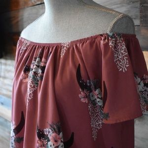 Altar’d State off the shoulder floral blouse small